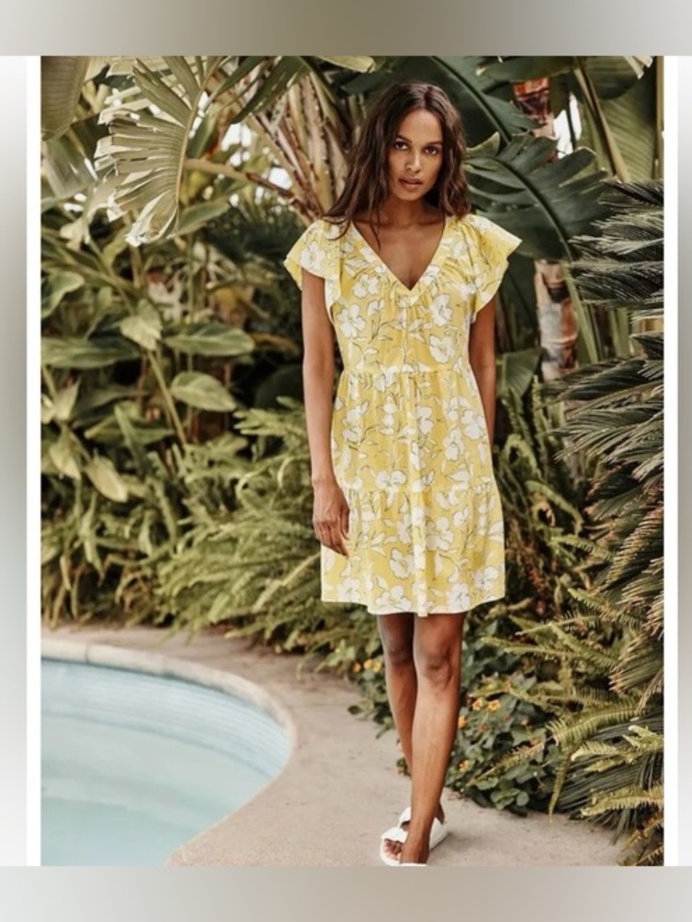 Velvet by Graham & Spencer Women’s Kellie Yellow Floral Voile Cotton Dress Sz Sm